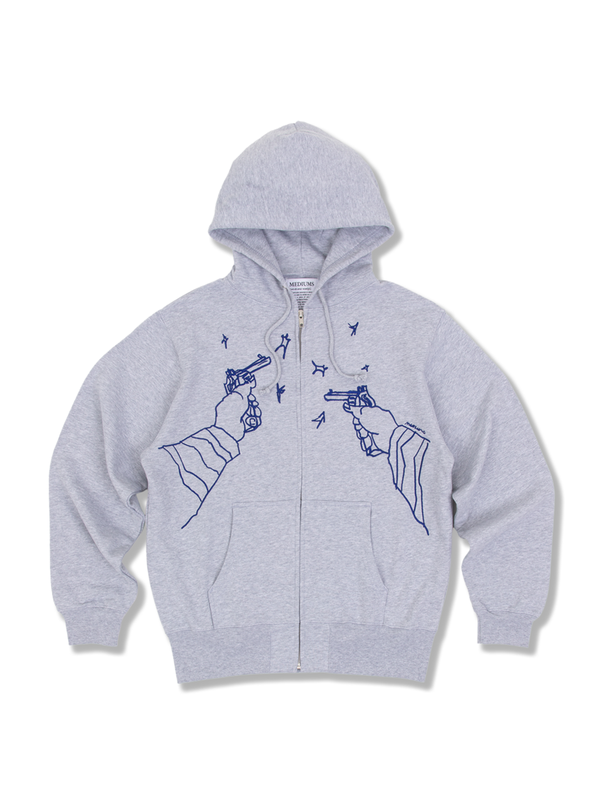 미디엄스(MEDIUMS) Dual Revolvers Zip Up Hoodie - Gray (듀얼 리볼버즈 집업 후드티)