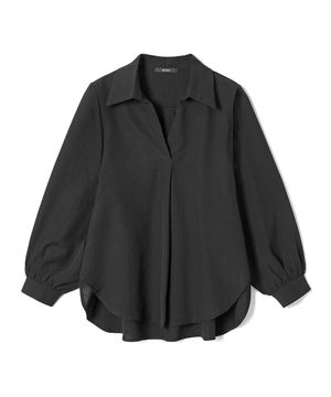 여성 루즈핏 오픈칼라 브이엔 셔츠 (BLACK) (HC2LSC2)