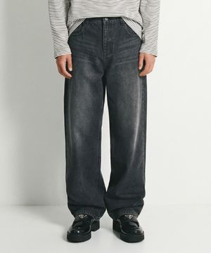 남성 세미 와이드핏 데님 팬츠 (GREY) (HC4DP11)