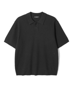 남성 여름 반팔 칼라넥 니트 (BLACK) (HC4SKA1)