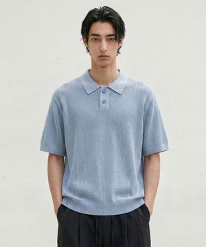 남성 여름 반팔 칼라넥 니트 (SKY BLUE) (HC4SKA1)