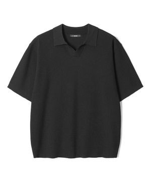 남성 썸머 오픈 칼라넥 니트 (BLACK) (HC4SKA2)