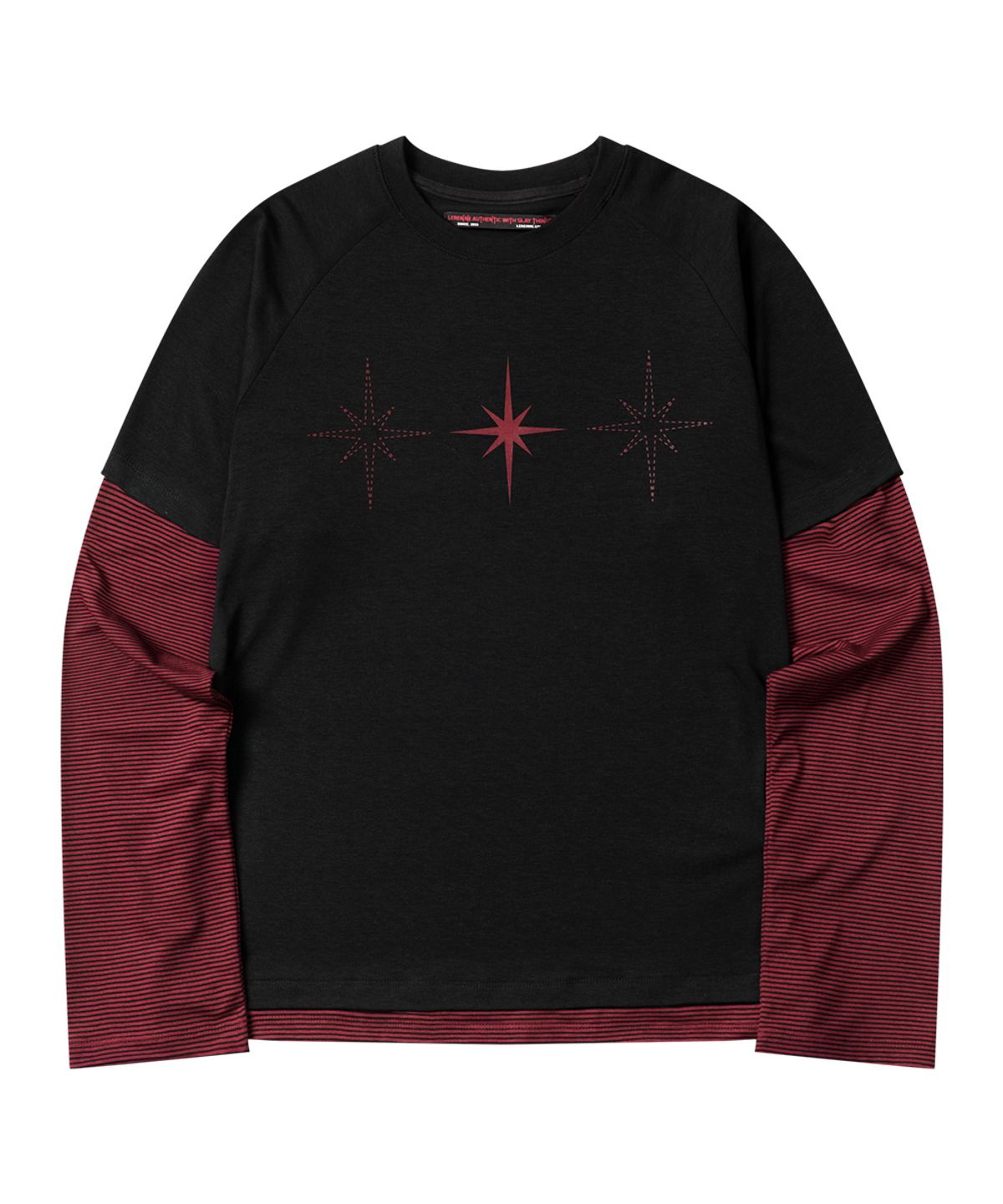 르렌느(LERENNE) Layered Sleeve T-Shirt - Black