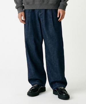 남성 풀밴딩 데님 와이드 팬츠 (INDIGO) (HC5DP43)