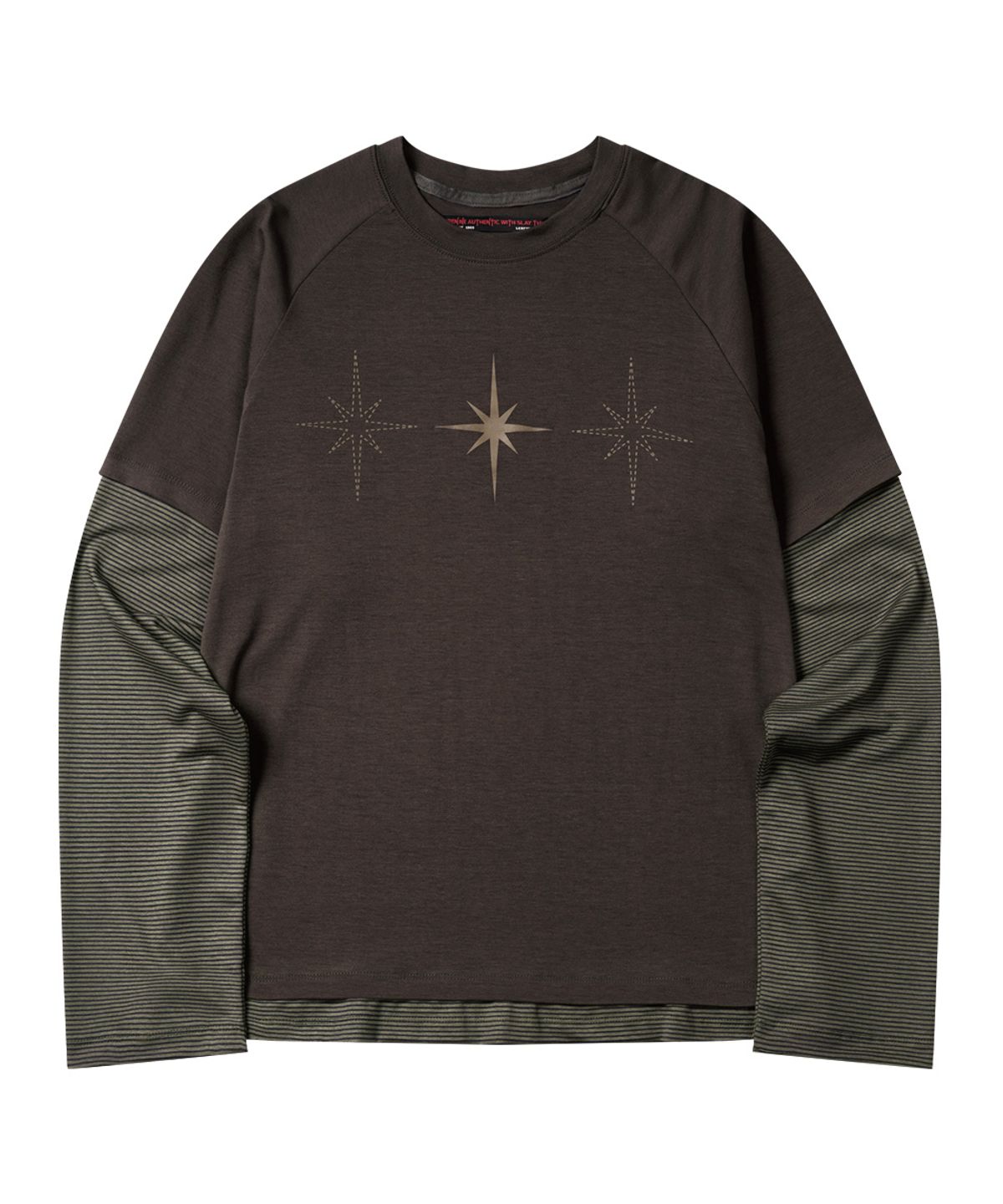 르렌느(LERENNE) Layered Sleeve T-Shirt - Brown