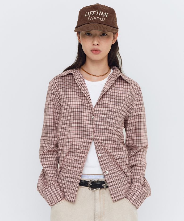 HS Check L/S Shirts(W)_Pink