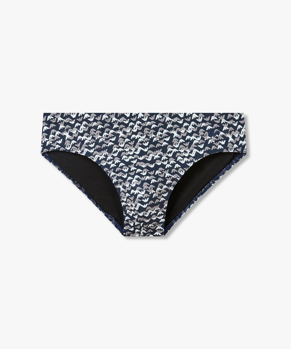 엠포리오 아르마니 언더웨어(EMPORIO ARMANI UNDERWEAR) 남성 올오버 로고 패턴 스윔 브리프_다크블루 0816121163