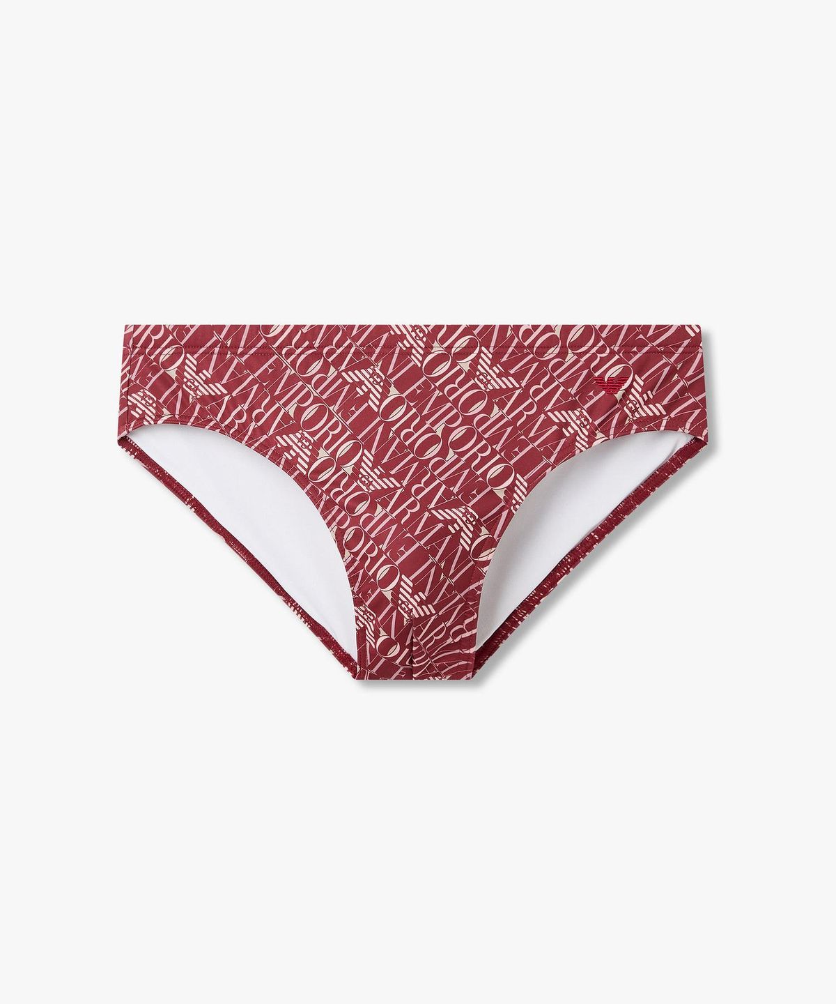 엠포리오 아르마니 언더웨어(EMPORIO ARMANI UNDERWEAR) 남성 올오버 로고 패턴 스윔 브리프_버건디 0816121162