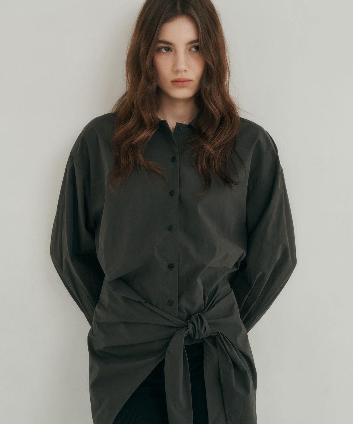 로시로우(LOSSYROW) Muse wrap shirt charcoal