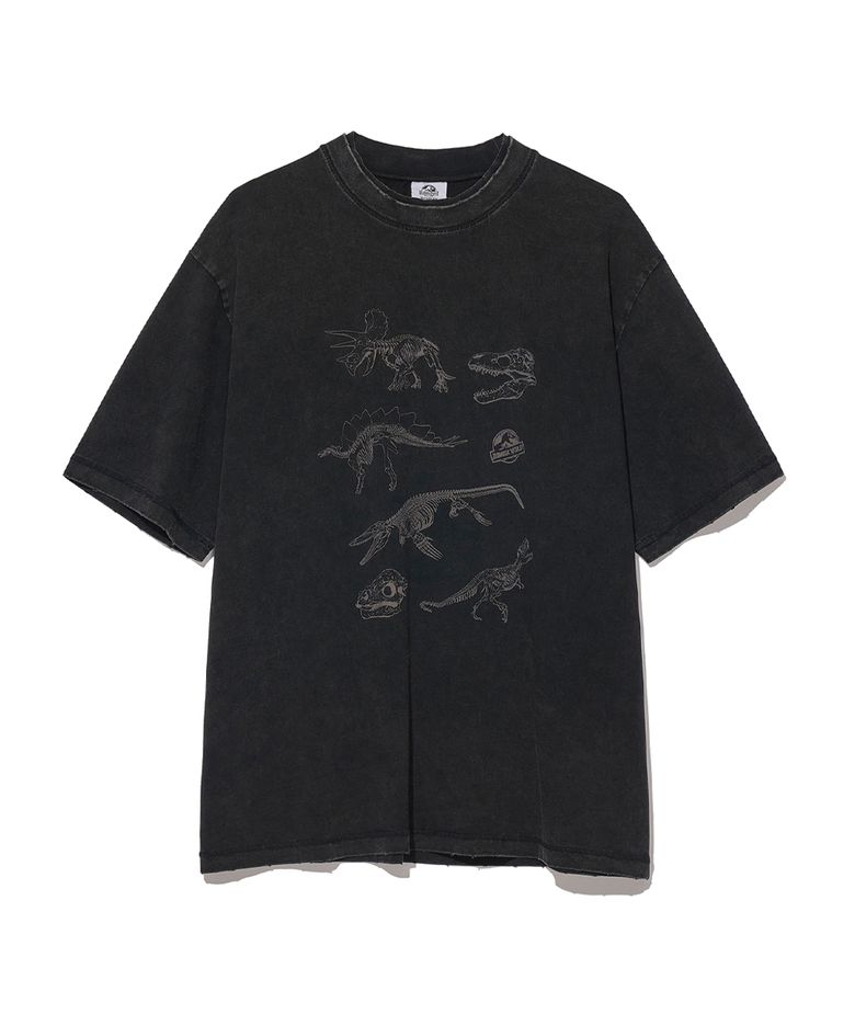[JURASSIC WORLD] Skeleton Tee_VTG Black