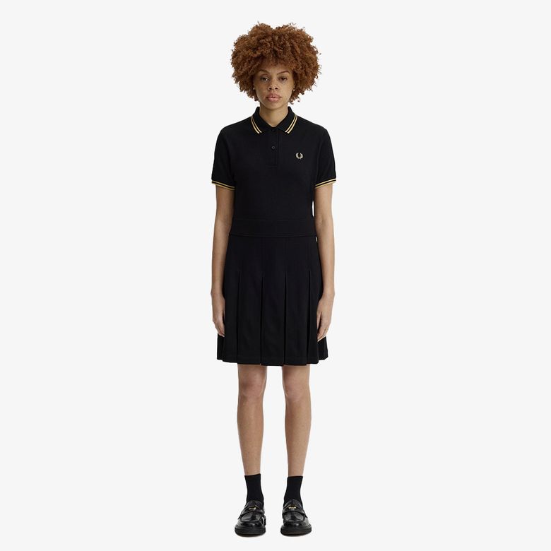 [womens] 트윕 팁 플리츠 프레드페리 드레스 - 블랙/샴페인 AFPF2611177-90A