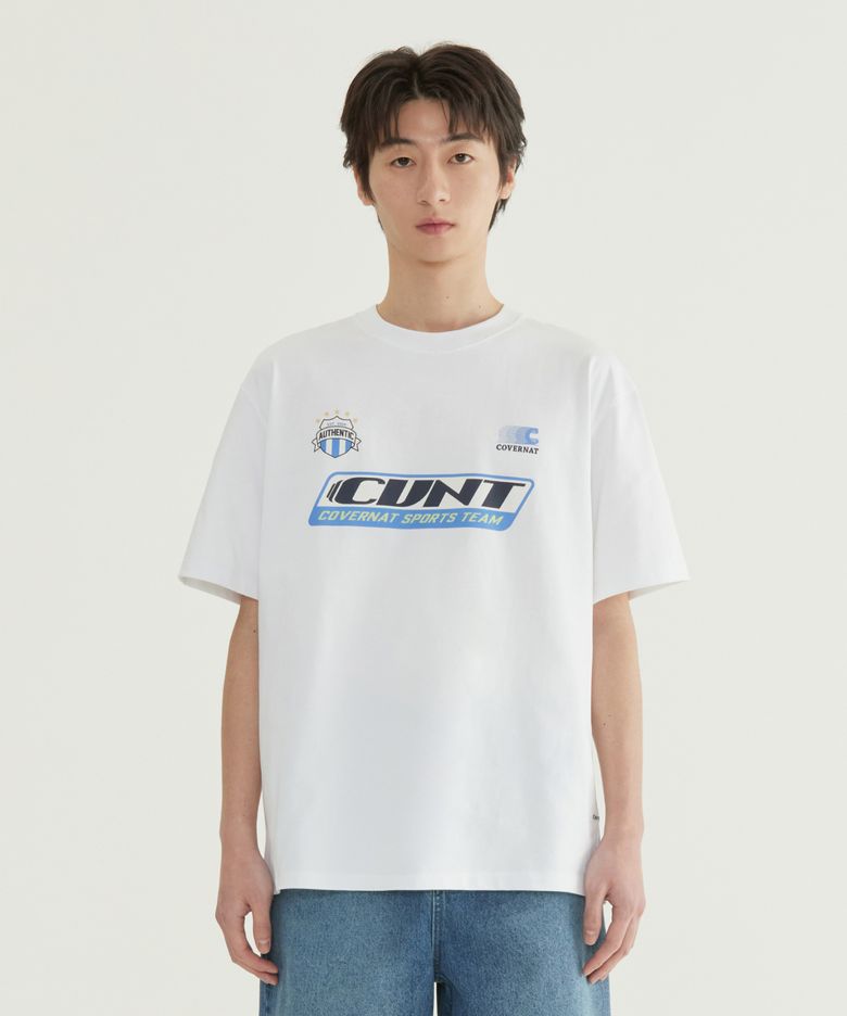 쿨 코튼 풋볼 그래픽 티셔츠 화이트
