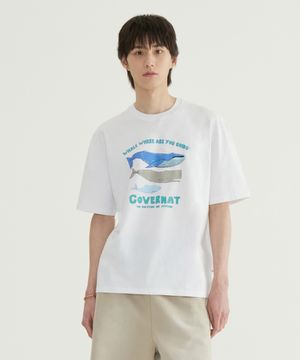 쿨 코튼 웨일 그래픽 티셔츠 화이트