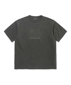 레트로 로고 그래픽 다잉 티셔츠 차콜