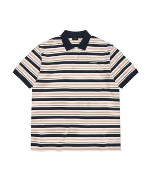 우먼 카라 스트라이프 티셔츠 네이비