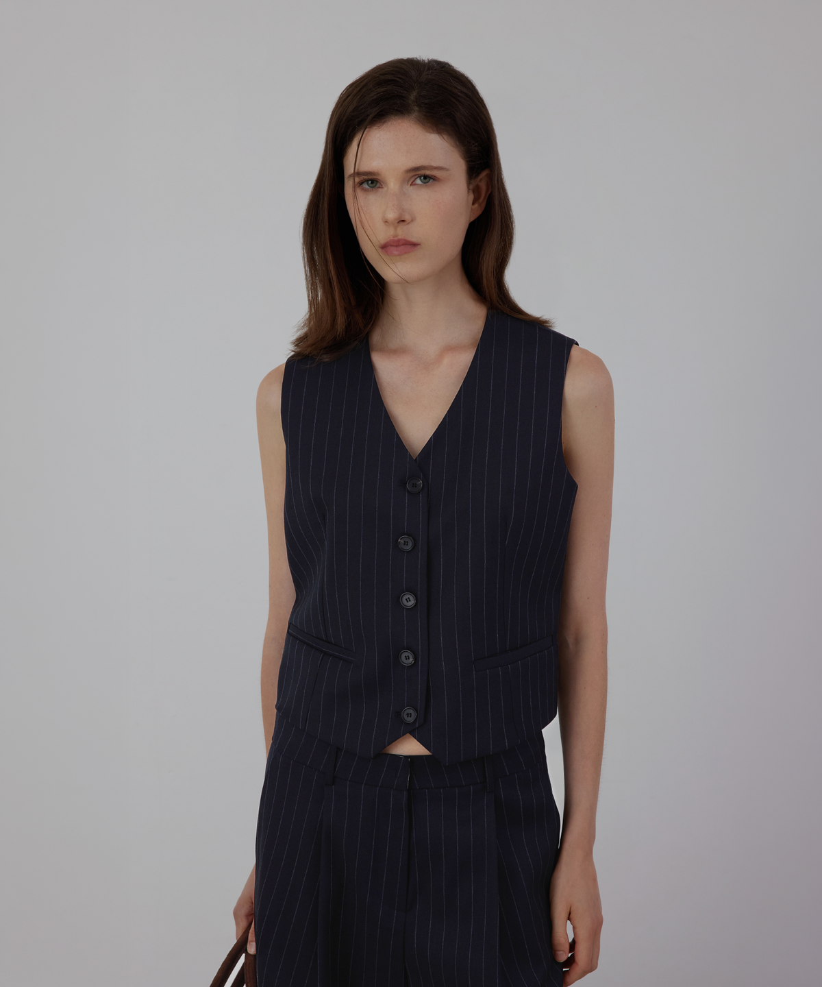 퀸스래빗(Q'SRB) F/W Striped Three Set-up Suit Wool Vest