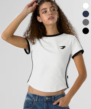 우먼스 그래픽 트랙 라인 링거 하프 슬리브_4color