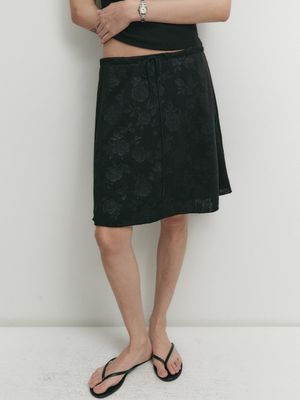 SIENA SEMI FLARED MIDI SKIRT_BLACK