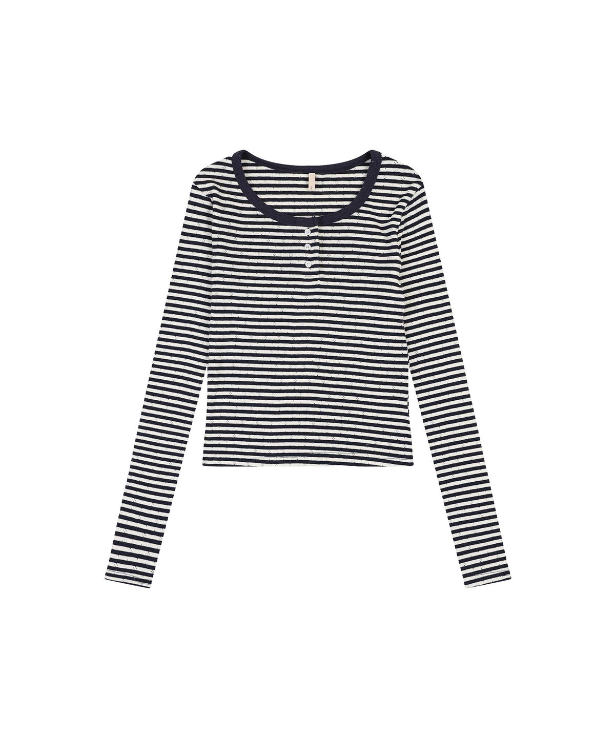 델리센트(DELICCENT) 아일렛 단작 티셔츠 [NAVY]