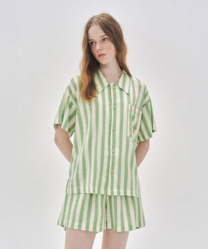 [Uni] 027A 그리니 하프 슬리브 탑 & 하프 팬츠