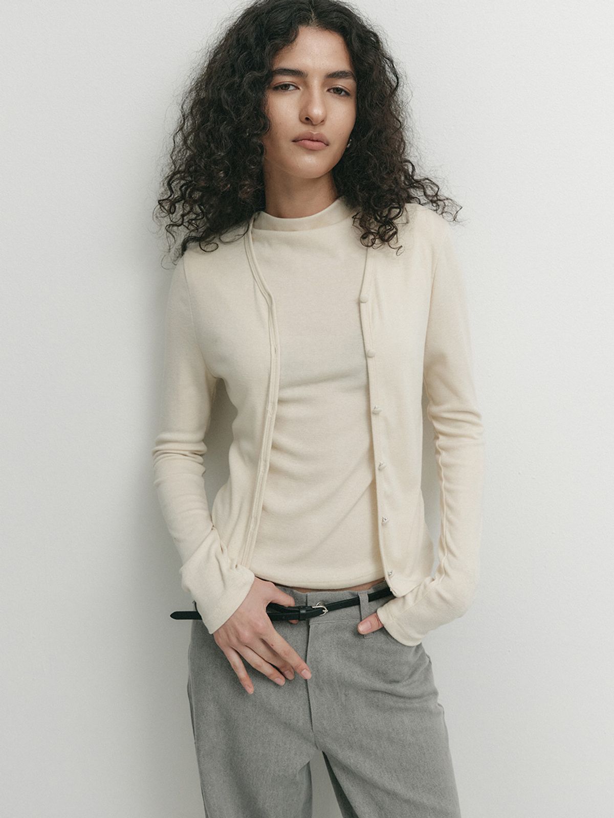 소플러(SOFLER) [SET] COI SLIM CARDIGAN SET-UP_LIGHT YELLOW