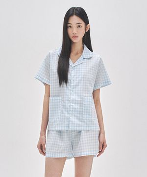 [Uni] 031A 글리밍 워터 하프 슬리브 탑 & 하프 팬츠