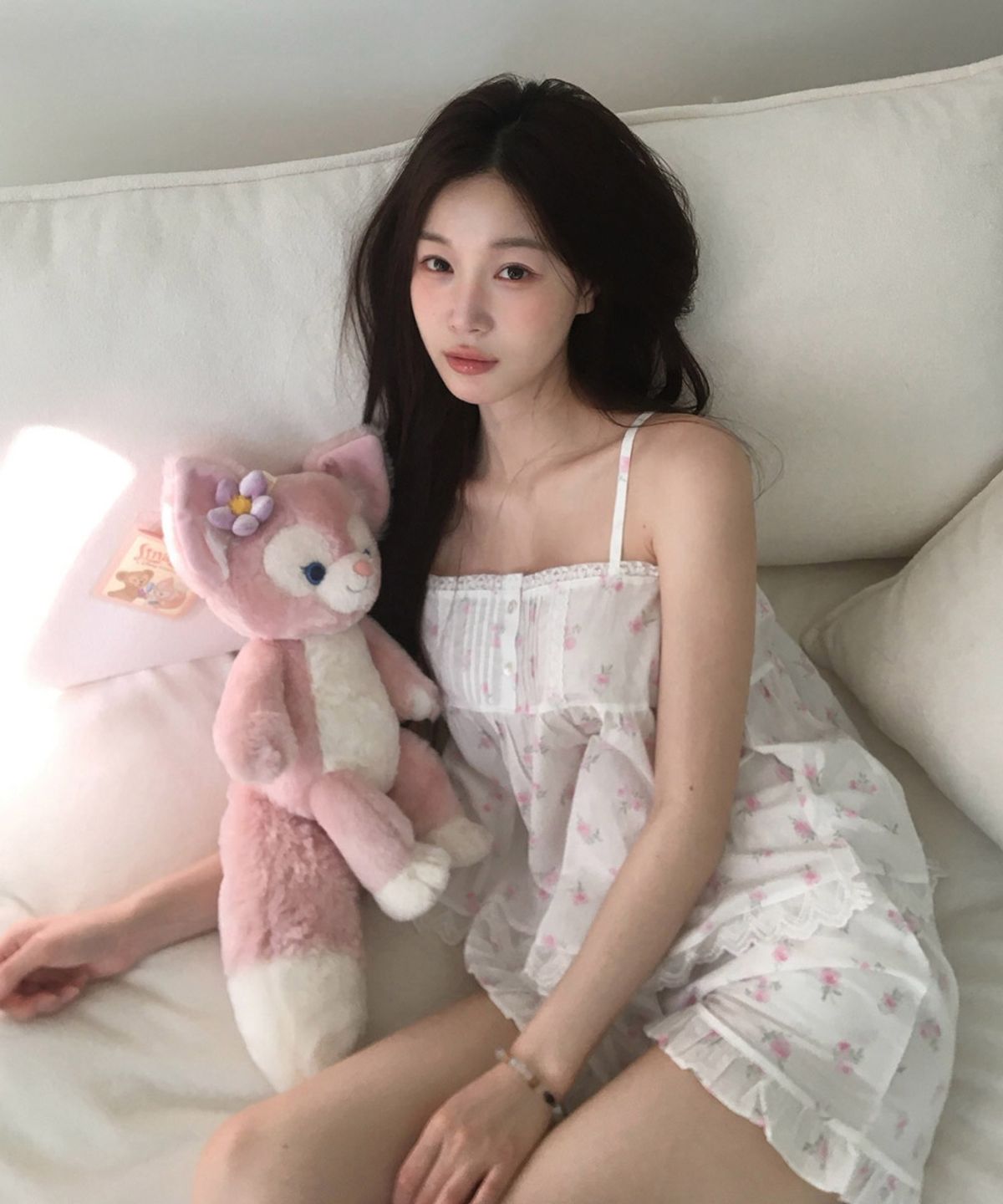 레떼드폴린(LETEDE PAULINE) 017A 블러시 블룸 슬리브리스 탑 & 쇼츠 파자마
