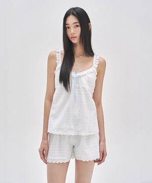 021A 플뤼이드 슬리브리스 탑 & 쇼츠