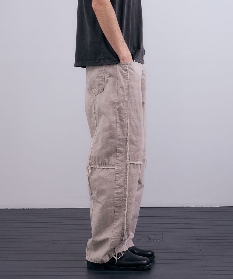 (m) 그리드 데미지 팬츠_오이스터