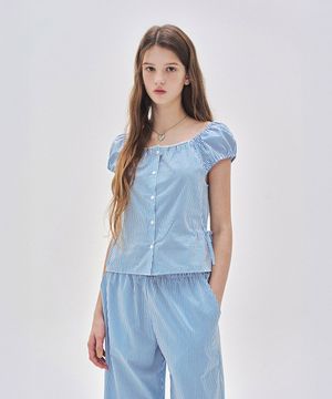 013A 리니어 캡 슬리브 탑 & 미디 팬츠