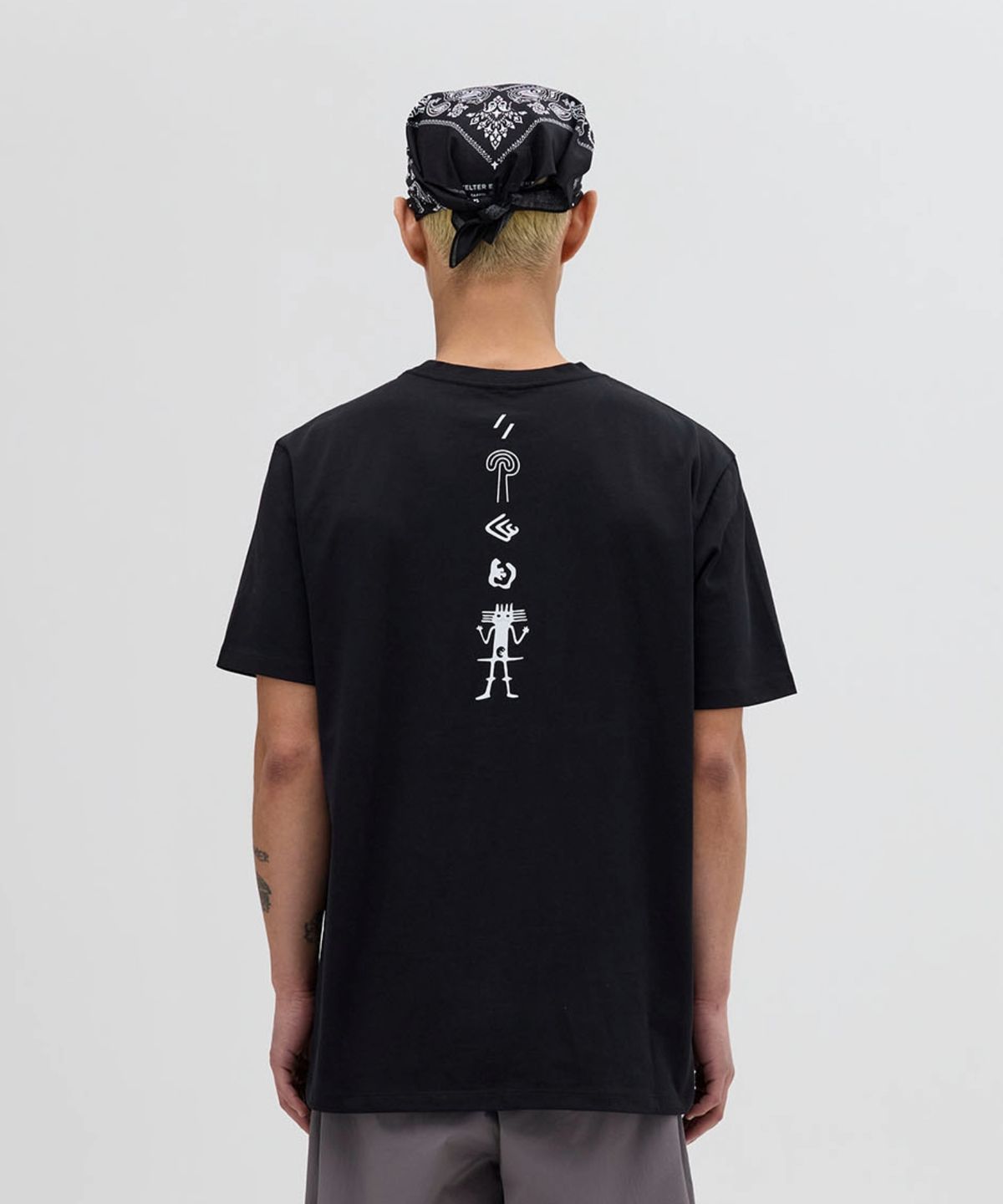 웰터 익스페리먼트(WELTER EXPERIMENT) NAZCA VERTICAL SYMBOL T-SHIRT_BLACK