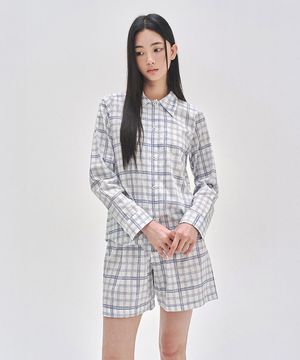 009A 트레사 롱 슬리브 탑 & 쇼츠_네이비