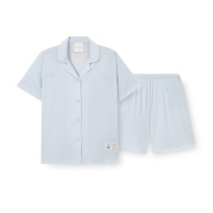 여성 H039 프레임블루 반소매 파자마 세트