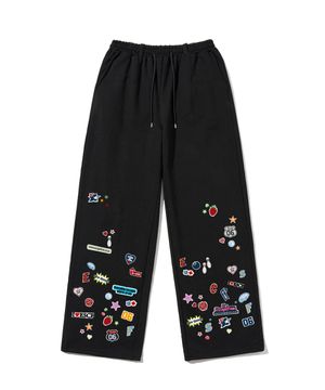 심볼 콜라주 패치 프린트 스웻팬츠 [3color]