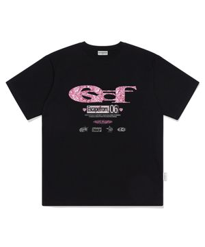 글리터 ESCF 로고콜라주 프린트 오버핏 반팔티 [2color]