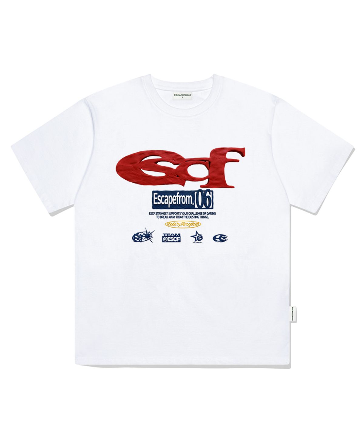 이스케이프프롬(ESCAPEFROM) 클레이 ESCF 로고콜라주 프린트 오버핏 반팔티 [2color]