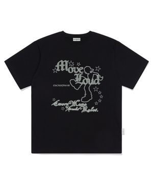 무브 라우드 프린트 오버핏 반팔티 블랙