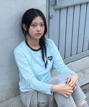 하트 ESCF 로고 콜라주 아플리케 도트 스탠다드핏 롱슬리브 [3color]