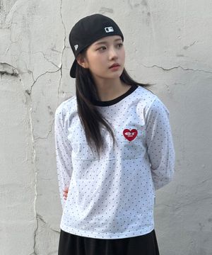 하트 ESCF 로고 콜라주 아플리케 도트 스탠다드핏 롱슬리브 아이보리