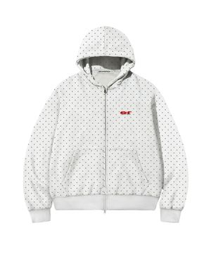 ESCF 로고 콜라주 와펜 포인트 도트 투웨이 후드집업 아이보리