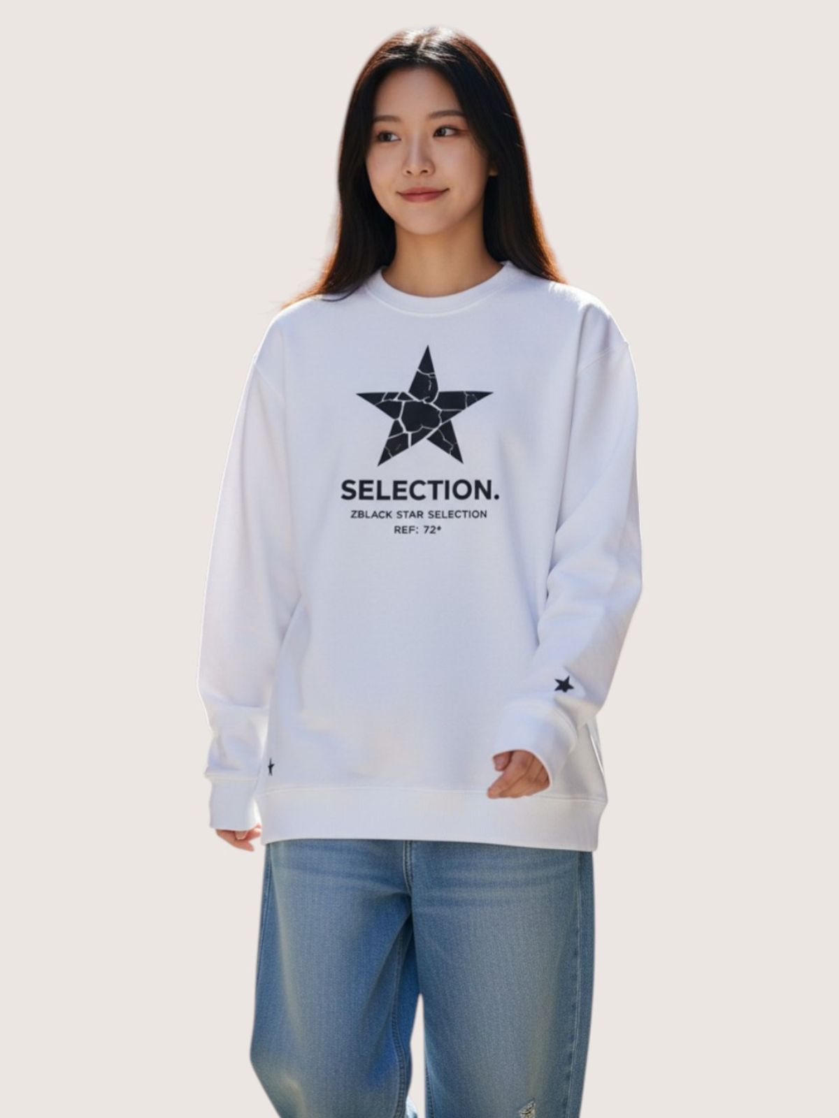 지블랙(ZBLACK) 스타셀렉션 크렉스타 맨투맨 화이트