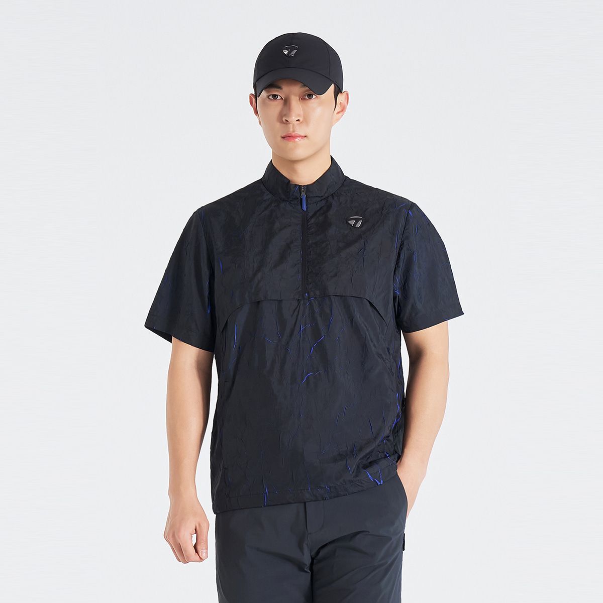 테일러메이드 어패럴(TAYLORMADE APPAREL) 26SS 남성 크리즈 배색 반팔 아노락 점퍼 TJ6-21HG02-199
