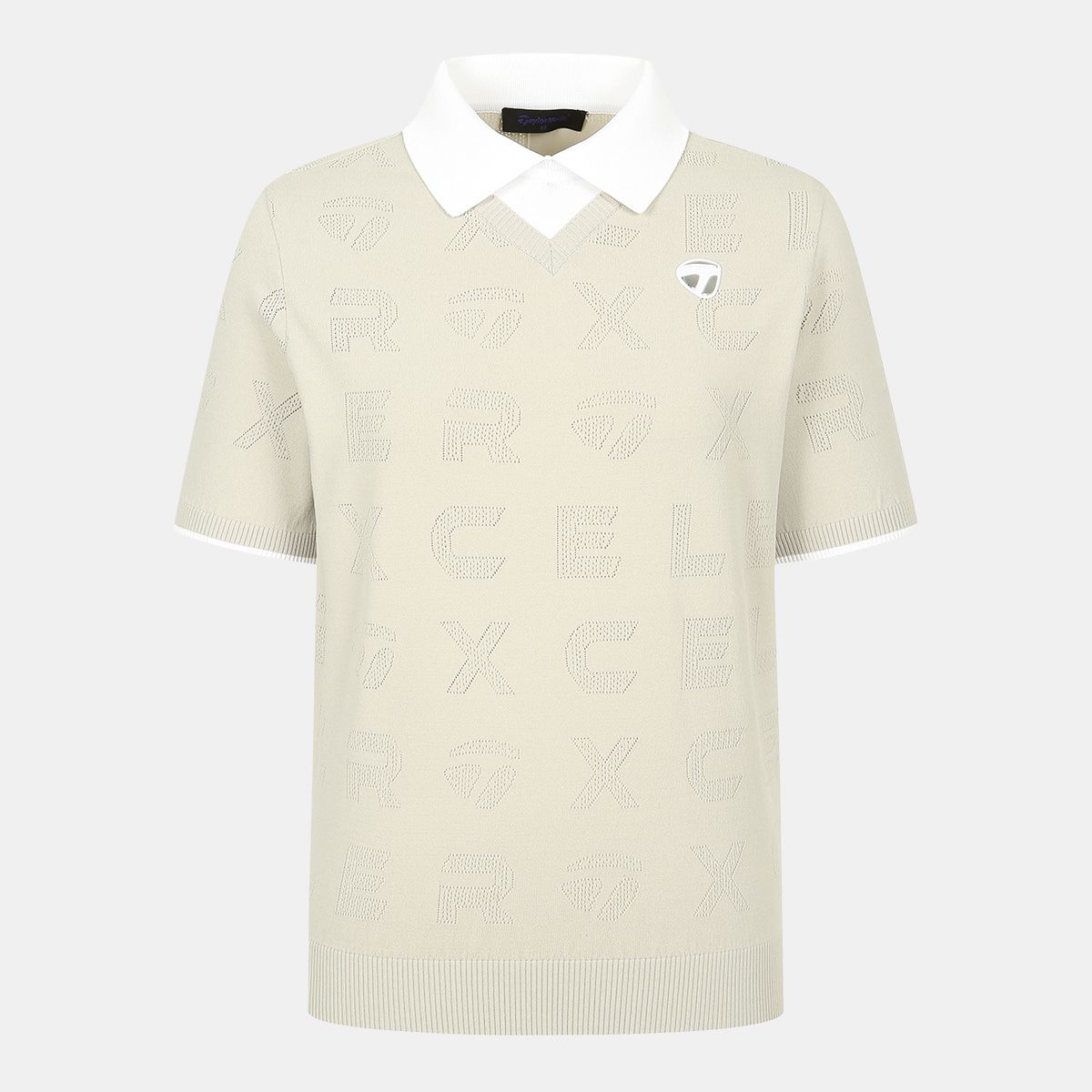 테일러메이드 어패럴(TAYLORMADE APPAREL) 26SS 여성 전판 레터링 카라 반팔 니트 TS6-61HG22-509