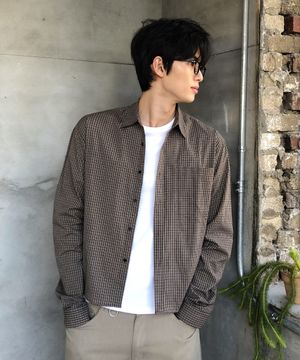 크롭 빈티지 체크 셔츠_3 COLOR