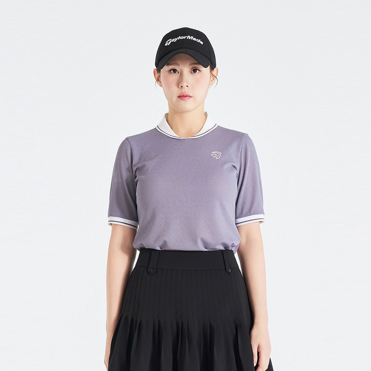 테일러메이드 어패럴(TAYLORMADE APPAREL) 26SS 여성 미니 니트 숄카라 반팔 티셔츠 TT6-61HG49-190