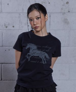 (DUC) GA Semi-Crop Short-Sleeve T-Shirt Black