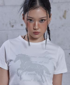 (DUC) GA Semi-Crop Short-Sleeve T-Shirt White