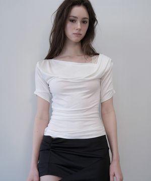 Draped Lace-Trim Top (White)