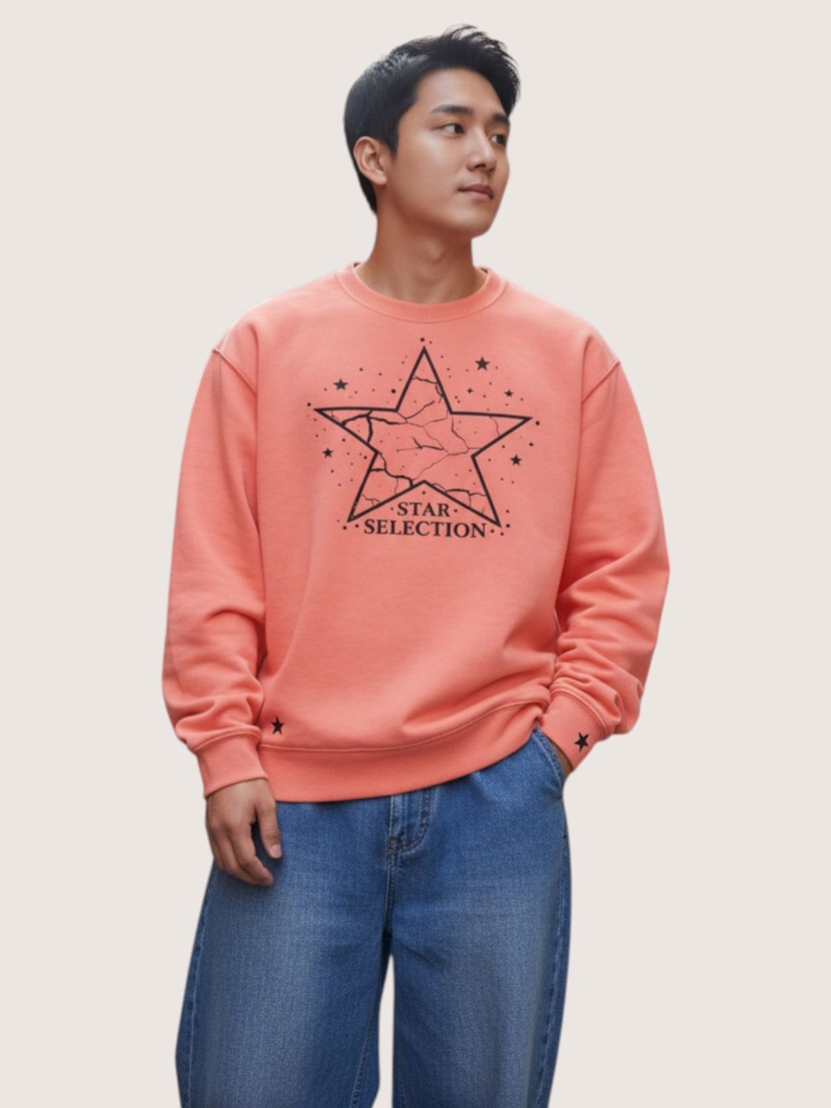 지블랙(ZBLACK) 스타셀렉션 위드스타 맨투맨 코랄