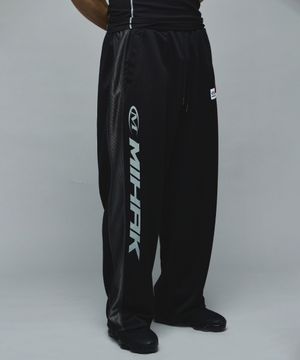 스폰서 로고 메쉬 저지 와이드 팬츠 (BLACK)